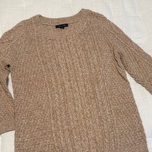 Lands' End Tan Cable Knit Sweater